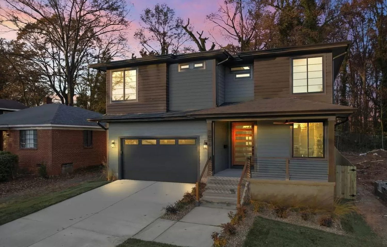Front exterior at dusk